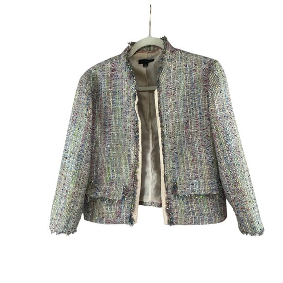 Willi Smith Womens Tweed  Blazer Size 6 Multicolor Colorful Raw Hem Office Caree - Picture 11 of 12
